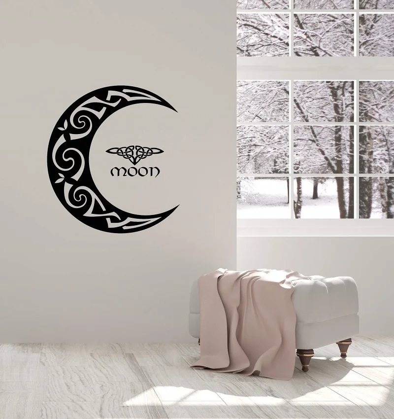 Vinyl Wall Decal Celtic Moon Ornament Crescent Bedroom Home Interior Stickers Mural 2WS16