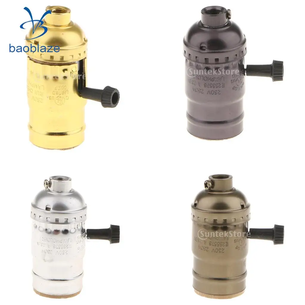Edison Vintage Lamp Light Base Socket Holder E27 Screw Bulbs -Suitable for Bare Bulb Features With switch