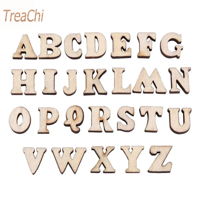 

200Pcs Mixed A-Z Letter&Alphabet Natural Wooden Number Sticker Wood Letter Craft Flatback Scrapbooking Decor Hot