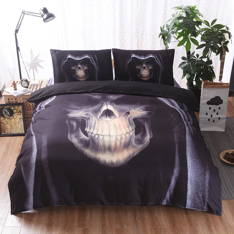 

Fanaijia 3d skull Bedding Set Print Duvet Cover set with pillowcase 3pcs Bohemian Design US Queen King Bed bedline