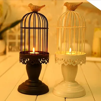 

Creative Decorative Lantern Candle Holder Bird Cage Candle Votives Iron Candlestick Ornaments For Home