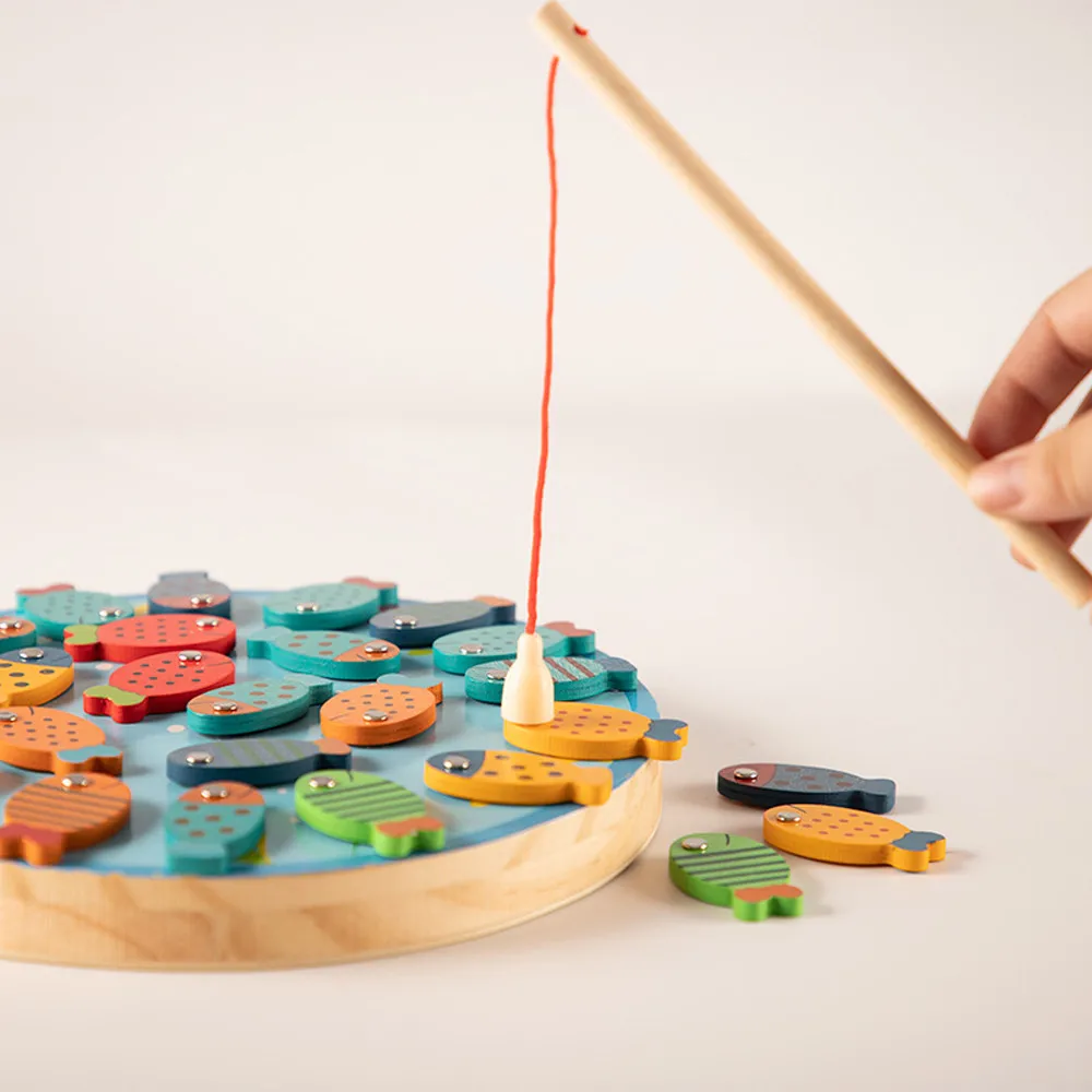 Красочные деревянные Рыбалка Цифровой Игрушки для малышей, детей рыбы комплект Колонка блоки игры для детей Изящные Развивающие детские