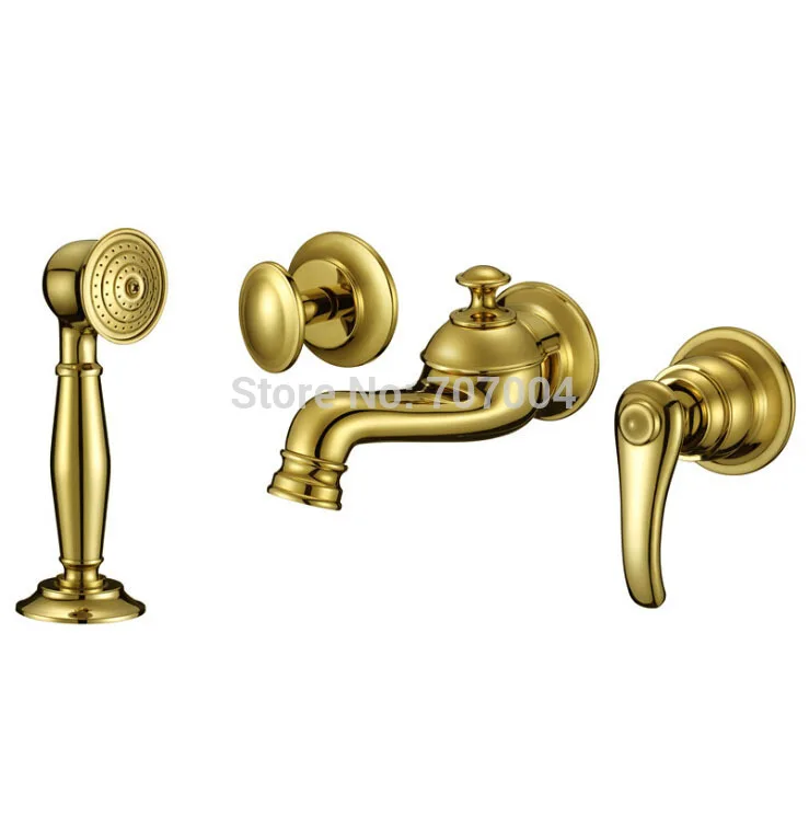 Wall Mount Single Handle Bathroom Basin Sink Faucet with Handheld Sprayer Washing Hair Faucet Tap Pop