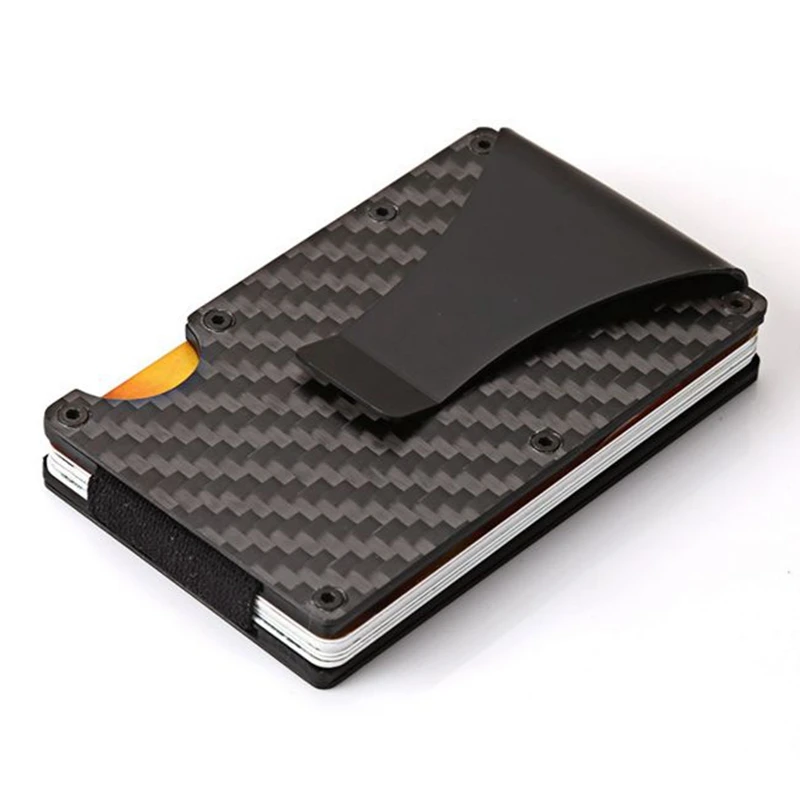 Carbon Fibre ID RFID Wallet Money Clip and Credit Card Holder Slim Small Compact