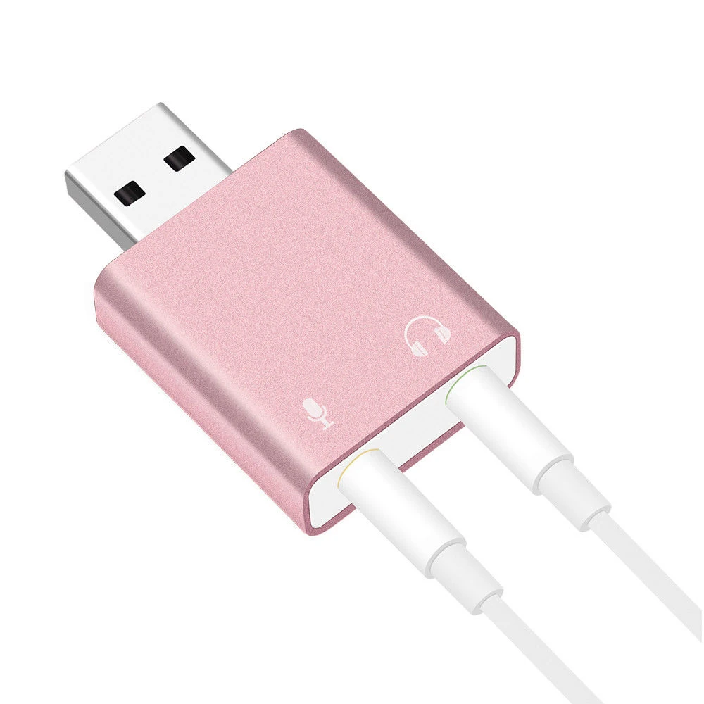 Для Mac Window компьютера Android USB к разъему 3,5 мм 7,1 Внешняя USB звуковая карта наушники микрофонный аудио, адаптер Звуковая карта - Цвет: Pink