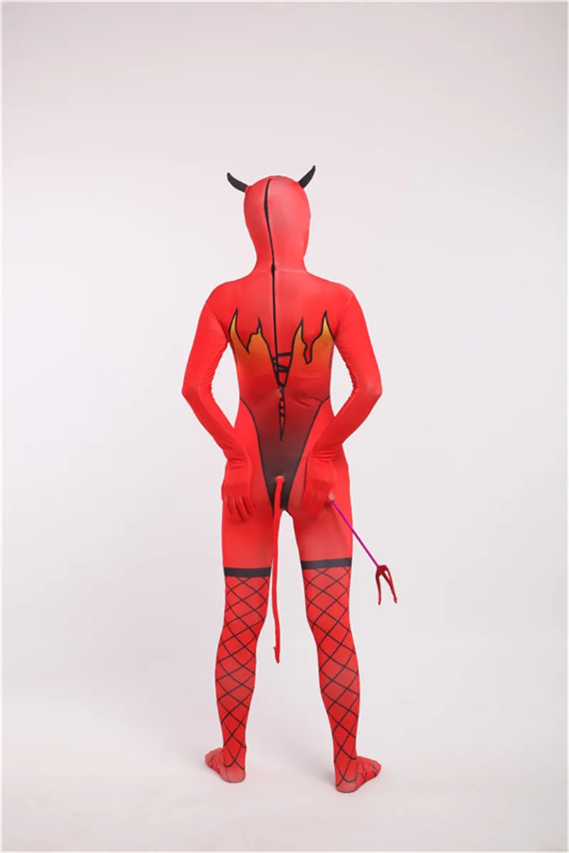 Костюм для косплея дьявол на хеллоуин для взрослых Zentai Catsuit Demon 3D принт обтягивающий боди Женский сексуальный костюм