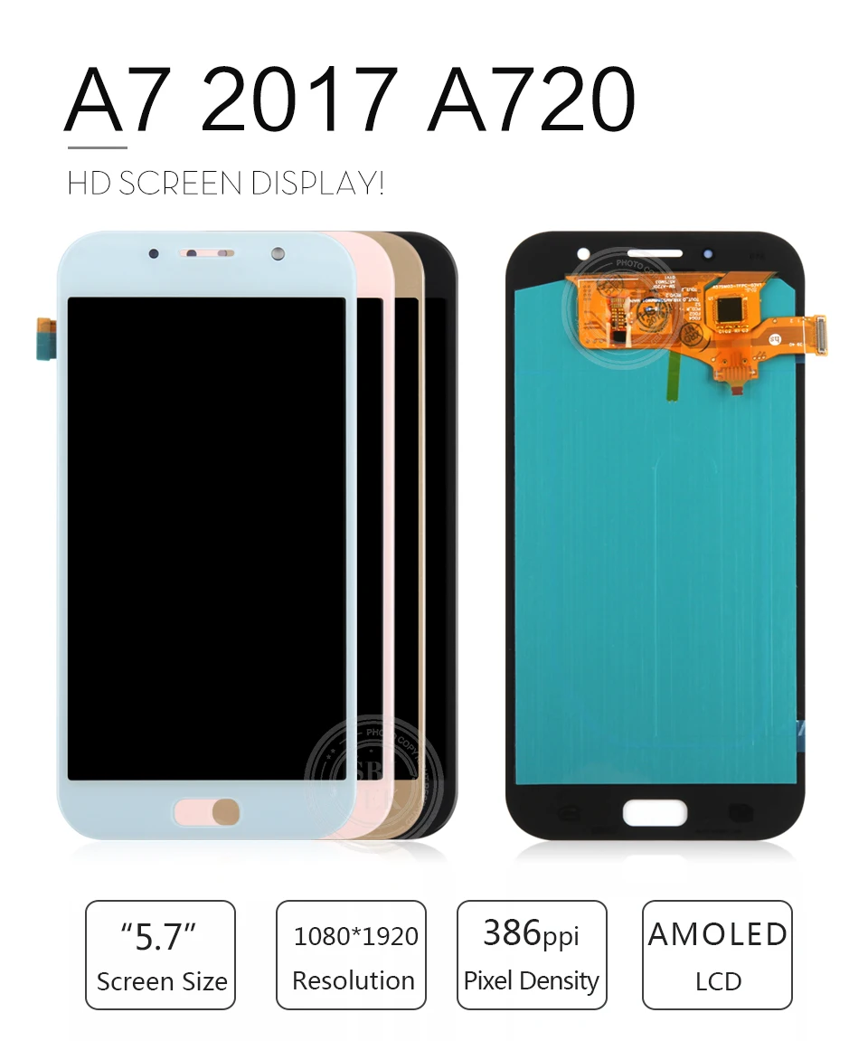 Super AMOLED ЖК-дисплей для Samsung Galaxy A7 A720 A720F SM-A720F ЖК-дисплей Дисплей кодирующий преобразователь сенсорного экрана в сборе