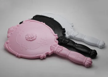 

Big Size Vintage Rose Cosmetic Mirror Plastic Makeup Mirror Cute Hand Make Up Mirror 3 Colors Choice #MD391