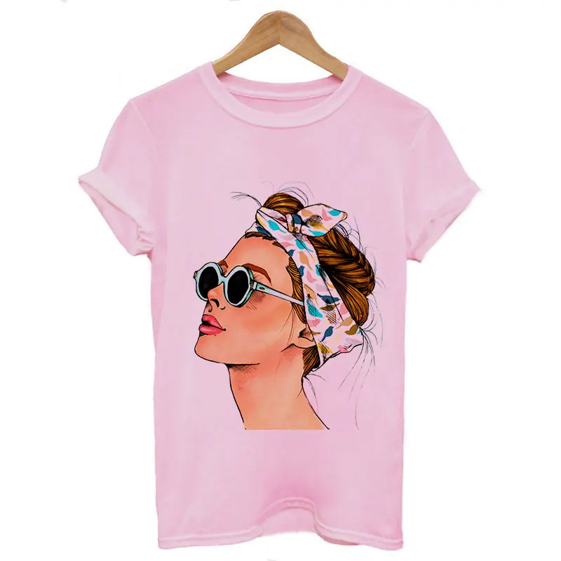 Women's Attractive Lady Print Casual Tee-2