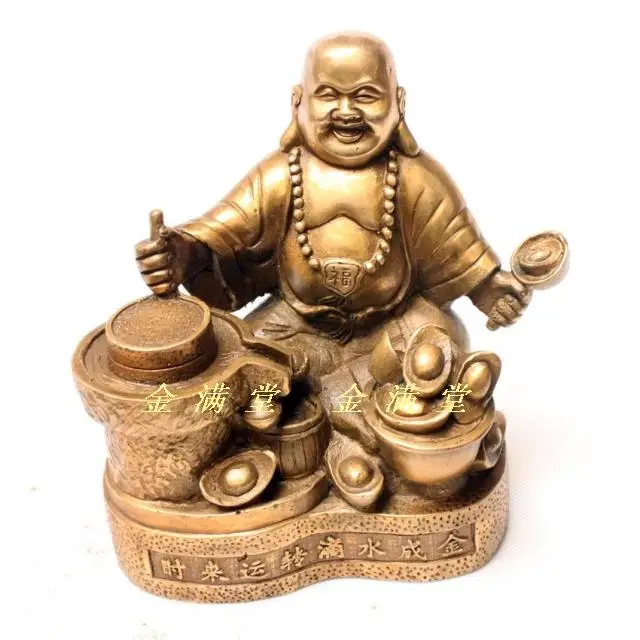 

Bronze copper home decoration crafts decoration the dishui maitreya turned the corner gold beans