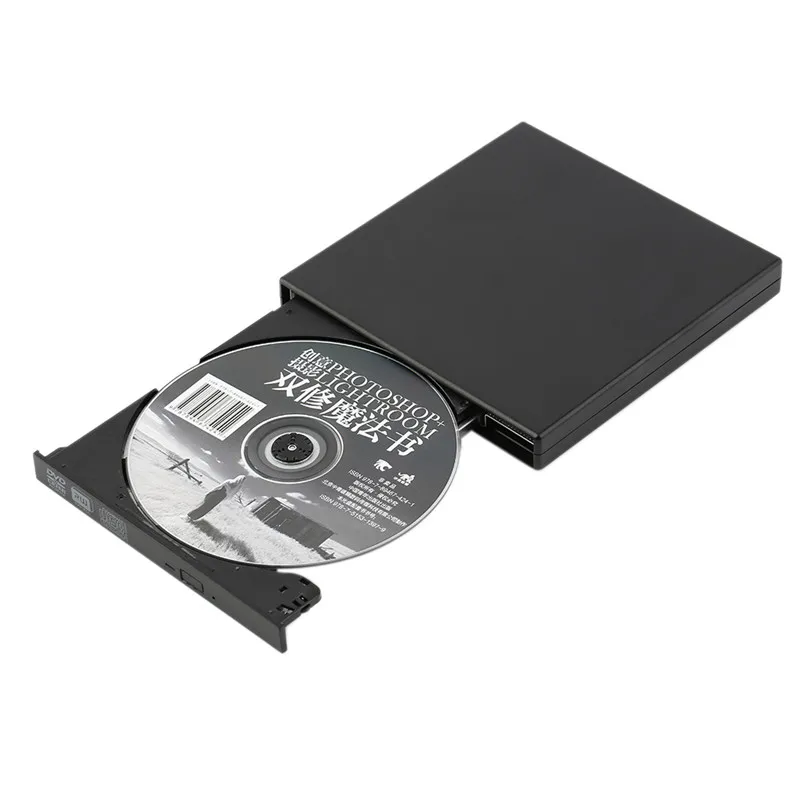 Черный супер тонкий ноутбук ПК DVD-ROM горелка USB 2,0 внешний CD+-RW dvd-привод с функцией записи ПК настольный ноутбук Внешний DVD CD реписатель