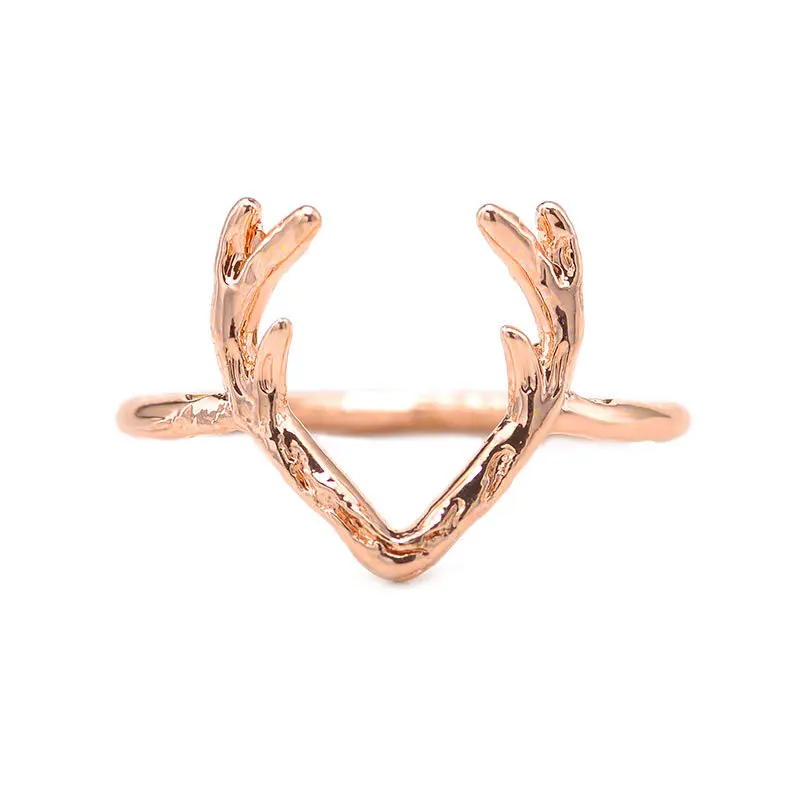 

New Fashion Jewelry Animal Deer Antler Rings for Women Valentine Gift Wedding Rose Gold Female Finger Ring bague femme Hot
