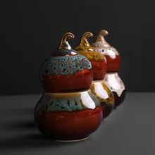 Двухслойный керамический чайник из тыквы Jun kiln изменения закупориваемая Банка Большая половина catty пробудить банка для чая влагостойкий резервуар для хранения