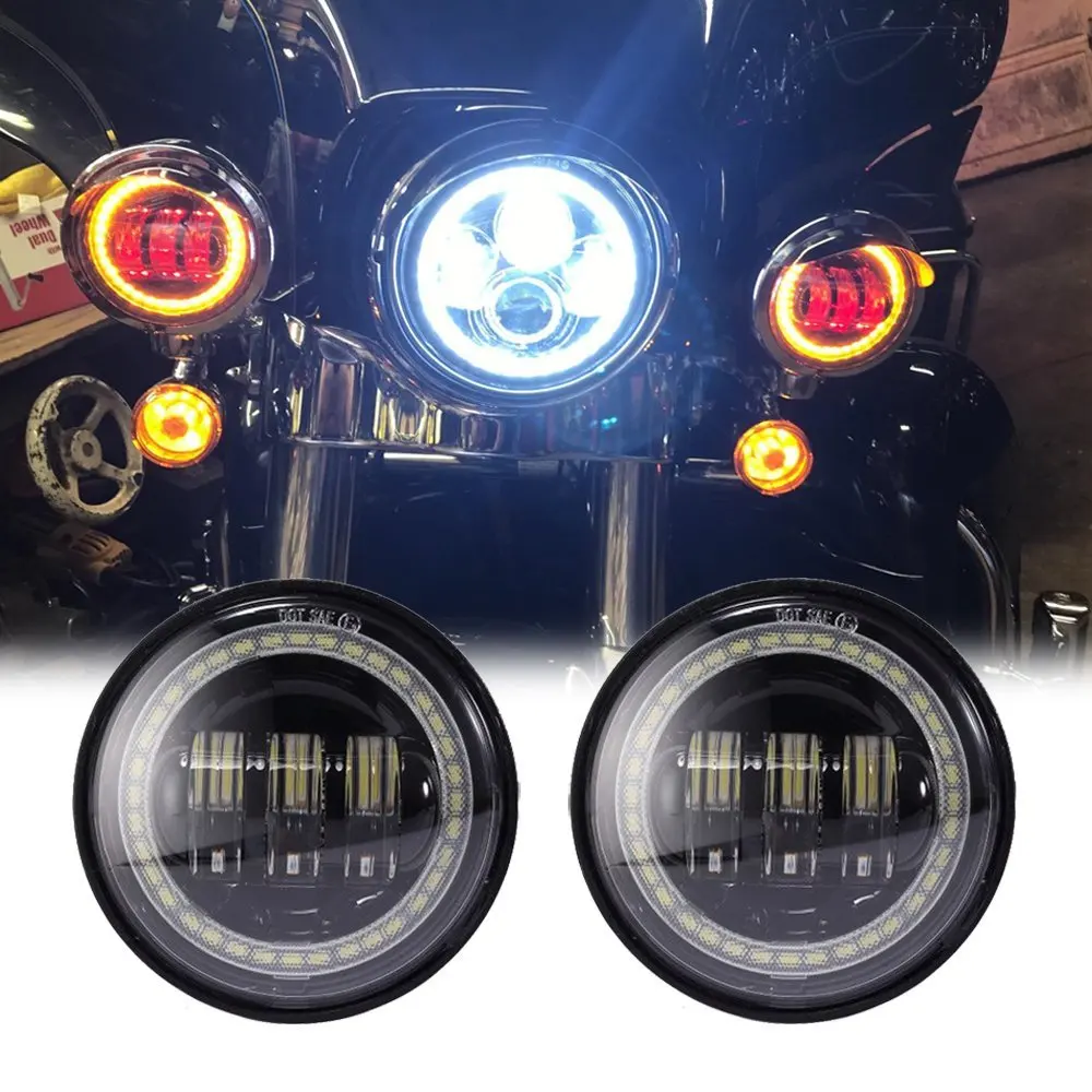 4 5 дюйма LED Противотуманные фары светильник белый Angel eyes DRL желтый сигнал поворота