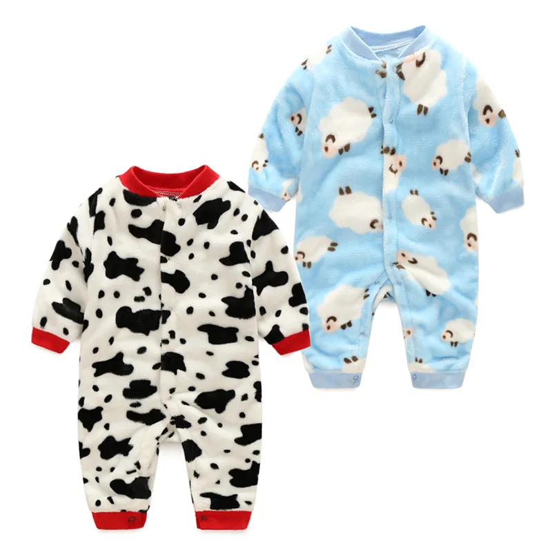 2017new Winter Polar Fleece warm baby boy girl romper clothes onepiece newborn jumpsuit long