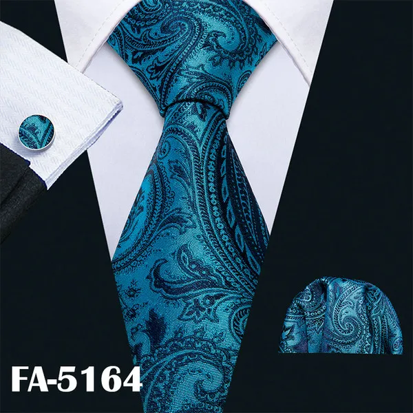 Дизайнерские галстуки для мужчин, 20 видов стилей, синие, модные, шелковые галстуки, Hanky, запонки, набор для мужчин, набор галстуков для свадебной вечеринки, Barry. Wang BL-01 - Цвет: FA-5164