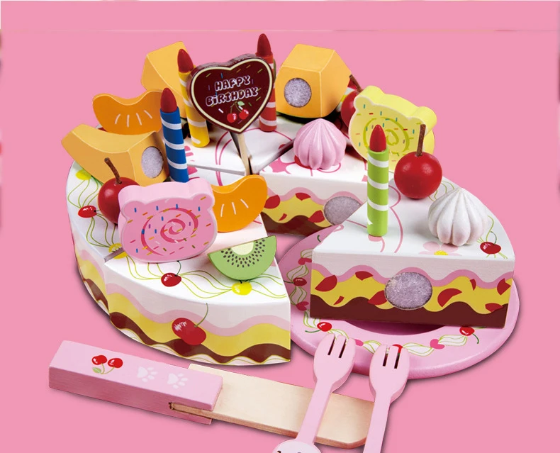 Детский день рождения Кремовый Торт Деревянные игрушки Магнитный торт Кухня Ранние развивающие игры для детей подарок на день рождения