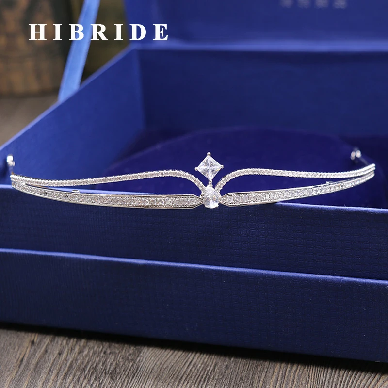 

HIBRIDE Shiny Luxury full rhinestone decorated bridal tiaras hair accessories wedding crown bride Jewelry White Gold Color C-17
