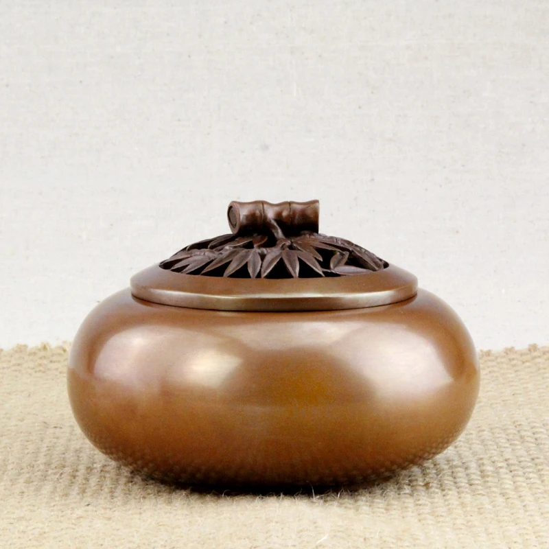 copper incense burner with sandalwood incense Antique bamboo cover dobutsu decoration supplies tong xinxiang ceramic incense burner incense tea retro supplies with incense burner incense