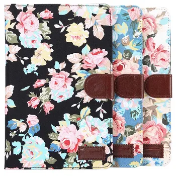 

Flower Pattern Case For iPad Pro 9.7" 9.7 inch Cloth Grain PU Leather + Hard PC Card Cash Slot Stand Case Cover Skin