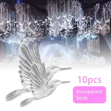 10 PCS Crystal Bird Pendant Plastic Transparent Acrylic Hanging Birds Wedding Ceiling Pendant Decoration Props