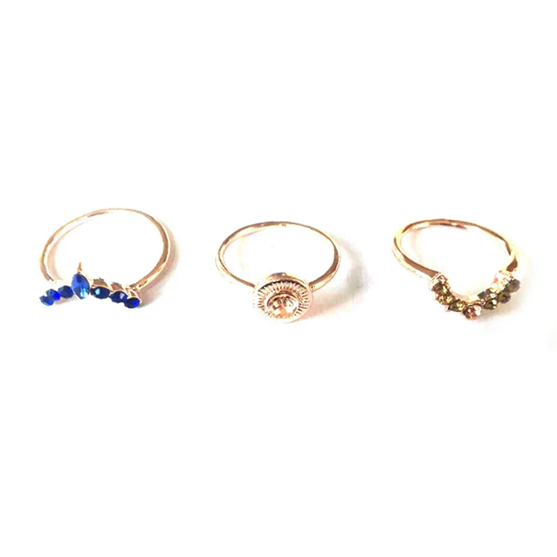 SHUANGR 3pcs Ring Set Vintage Crown Ring Bohemian Ring Set Stack Fashion Women Jewelry Boho Elegant Gold Stacking Women Rings