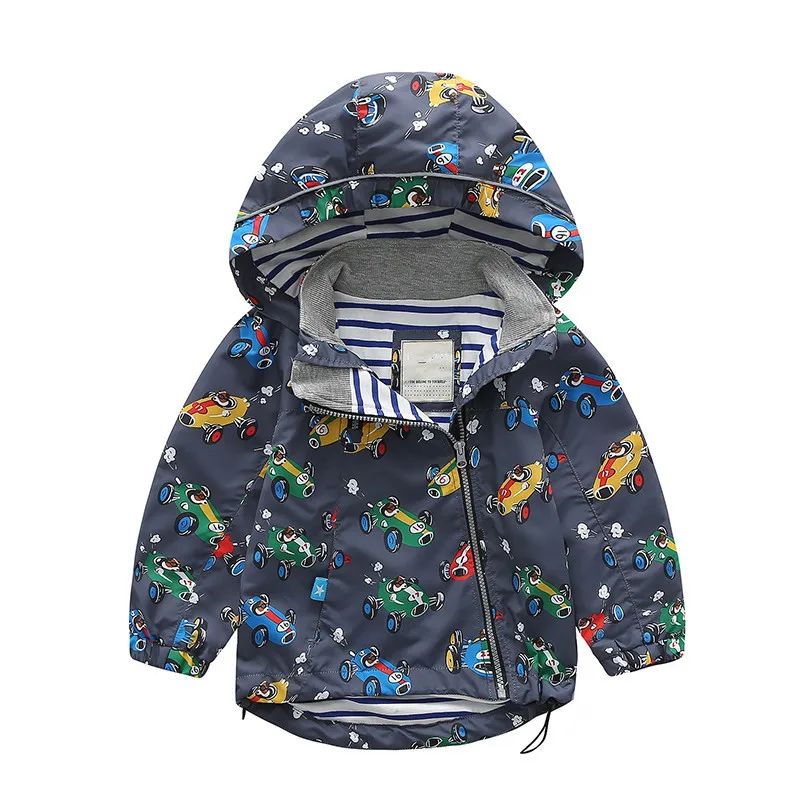 

AILEEKISS Boys Girls Jackets Kids Hooded Windbreaker Outerwear Children Clothes Cute Car Print Coats Baby Clothing 1-8Y J1074