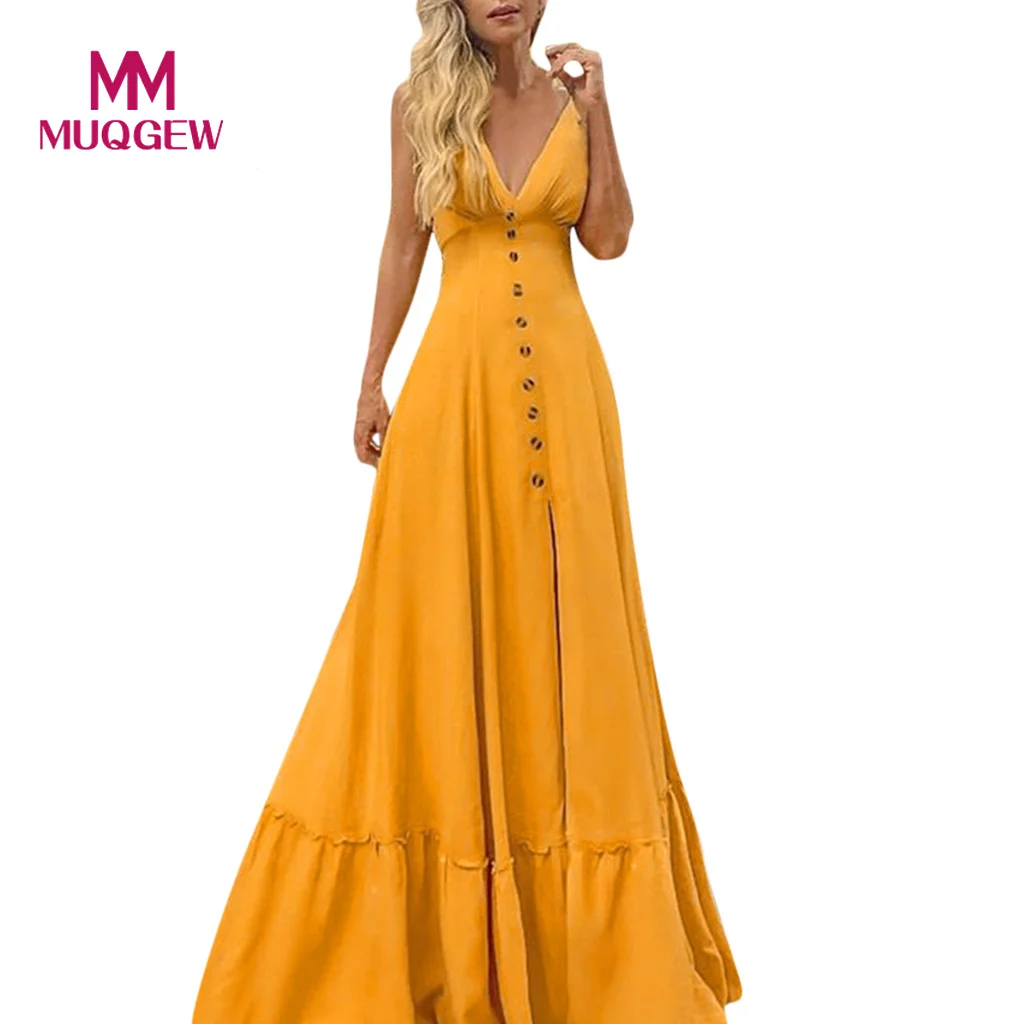 

MUQGEW Fashion High waist Dress Women Bohemian Dress Bandage Wave Point Short Sleeve V-Neck Fit and Flare Long Dress