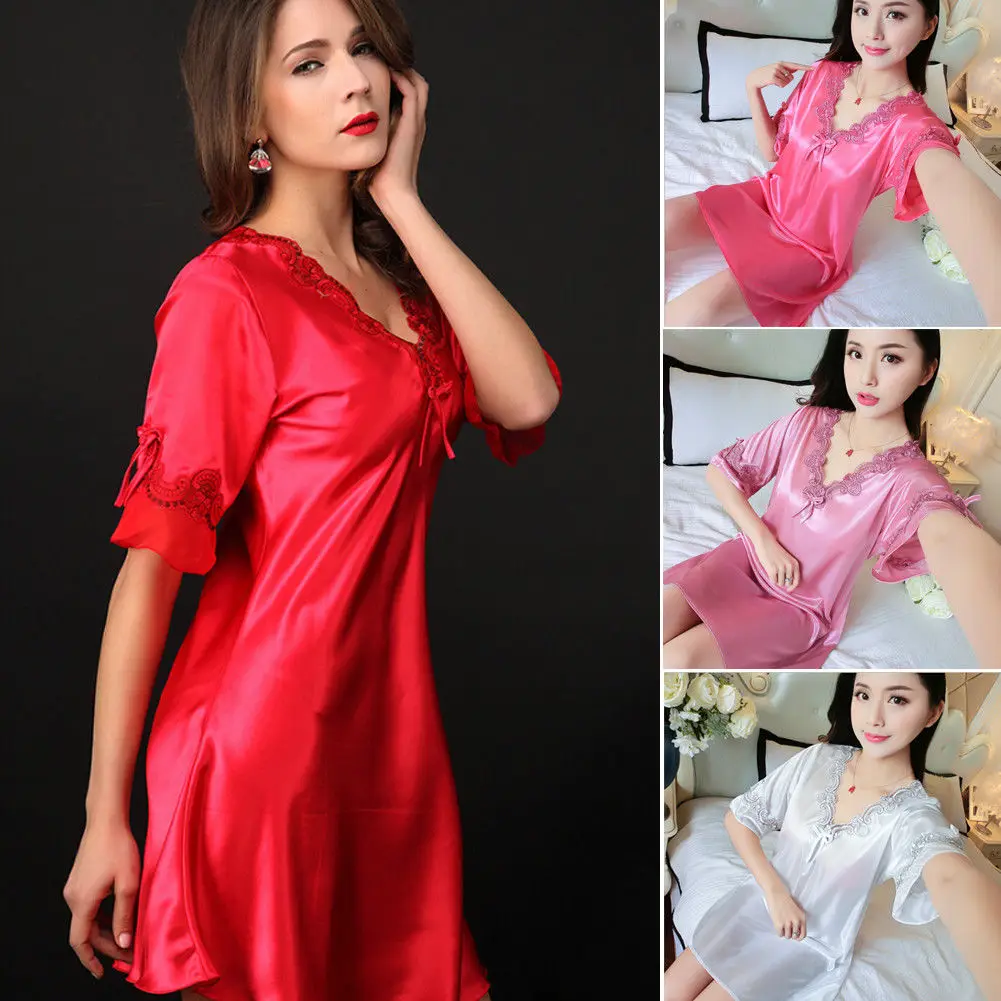 Buy Hot Sale Ladies Women Satin Silk Nightdress