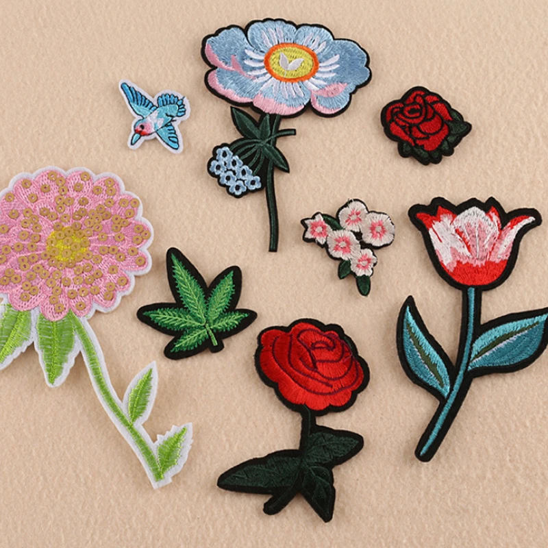 Different Types Flower Patch Hot Melt Adhesive Applique Embroidery Patches Stripes Diy Clothing Accessory 10pcs Sell Patches Aliexpress