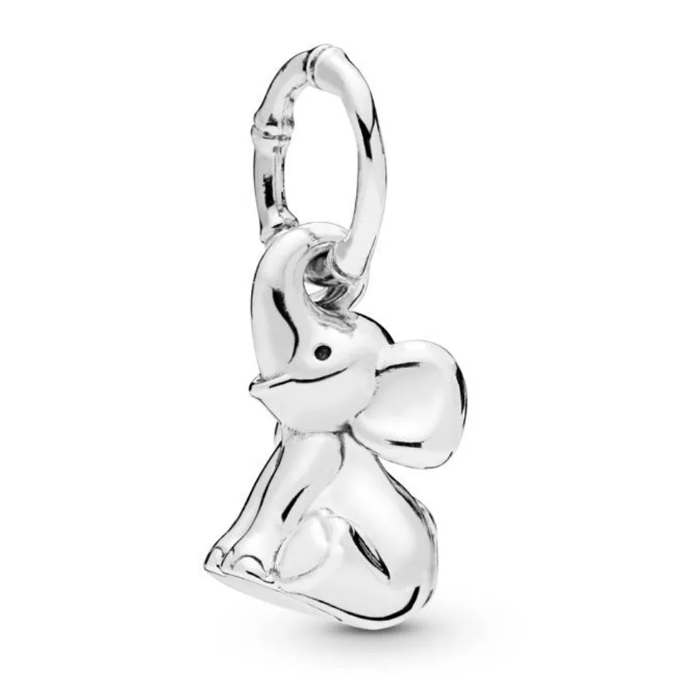 

925 Sterling Silver DIY Jewelry Elephant Dangle Charm fit Lady Bracelet Bangle