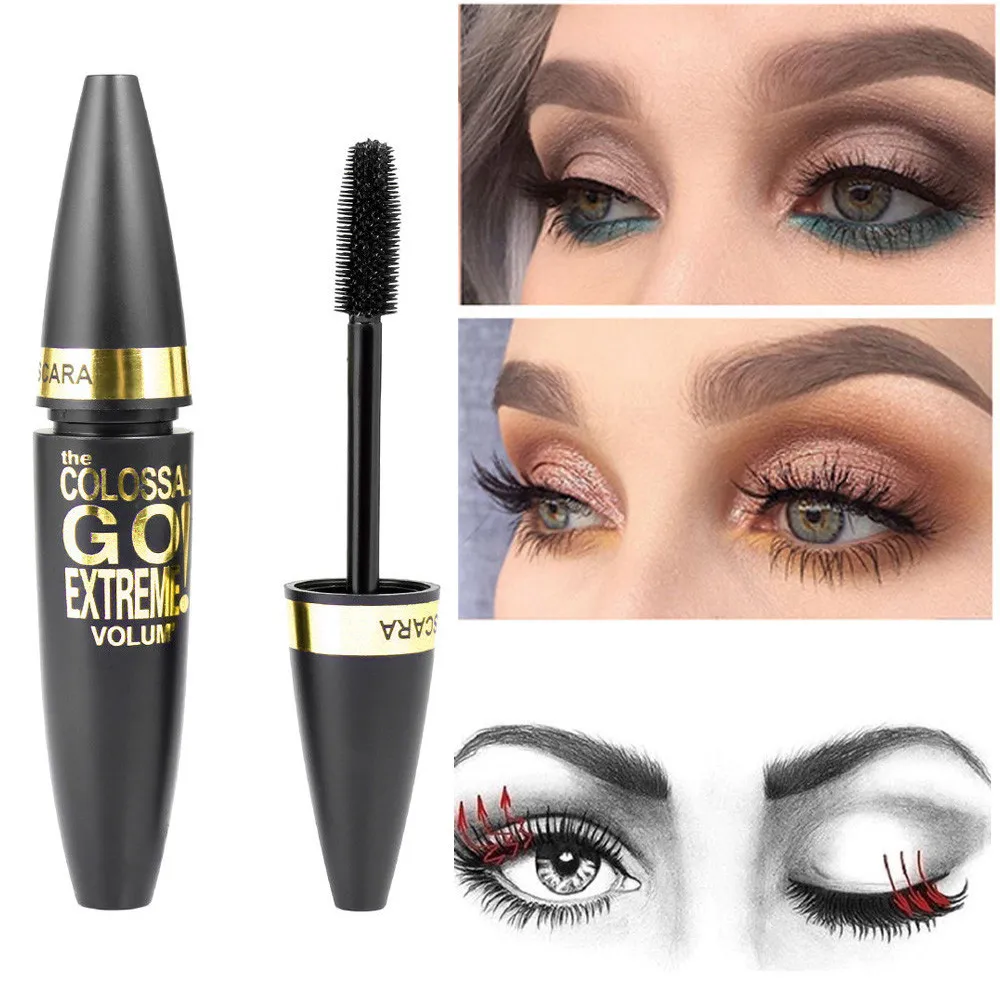 

Thick 1PC Black Mascara Makeup Eyelash Waterproof Extension Curling Eye Lashes Cosmetic blacker Quick Dry Mascara Rimel
