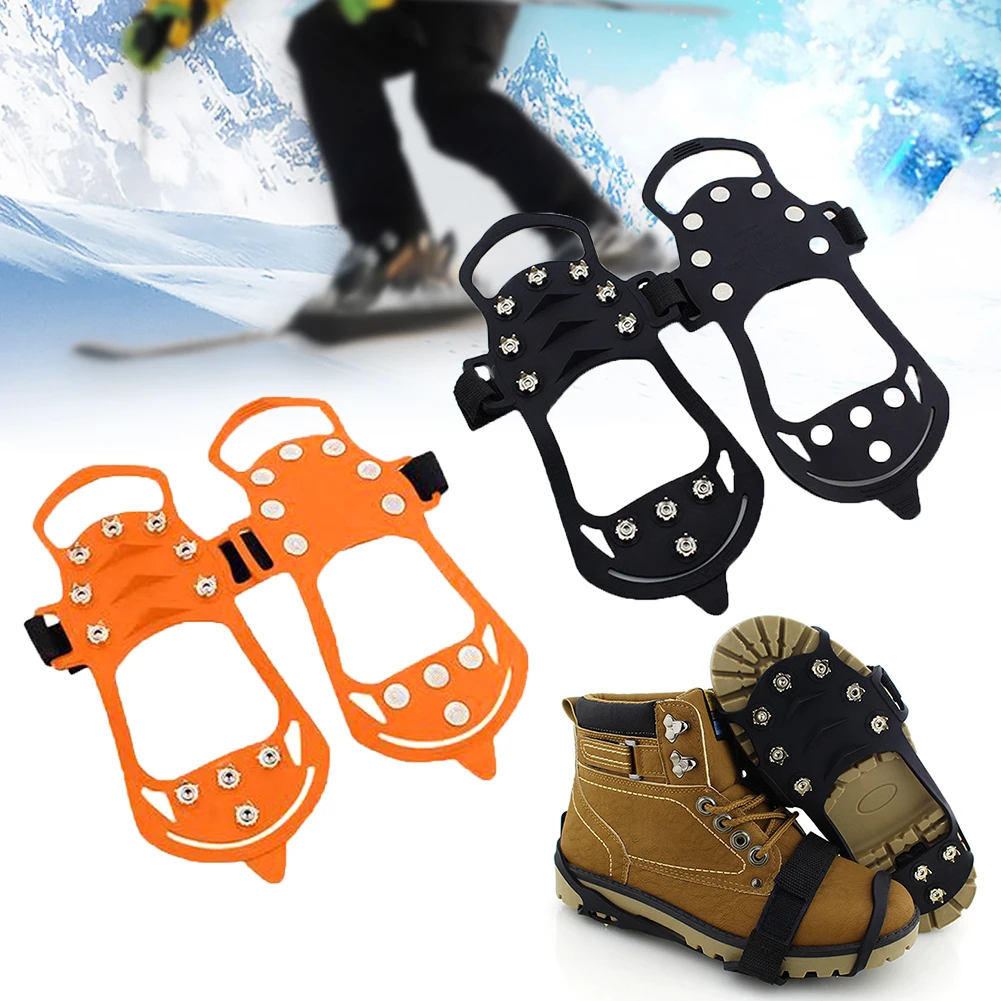 

11 Teeth Hiking Cleats Climbing Stud Ice Gripper Spikes Anti-slip Silicone Walking Outdoor Crampons Shoe Cover