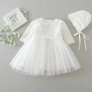 

High Quality white Princess Baby Dress for Infant Little Girl Elegant Flower Wedding Party Kids Dresses Girl baptism dress