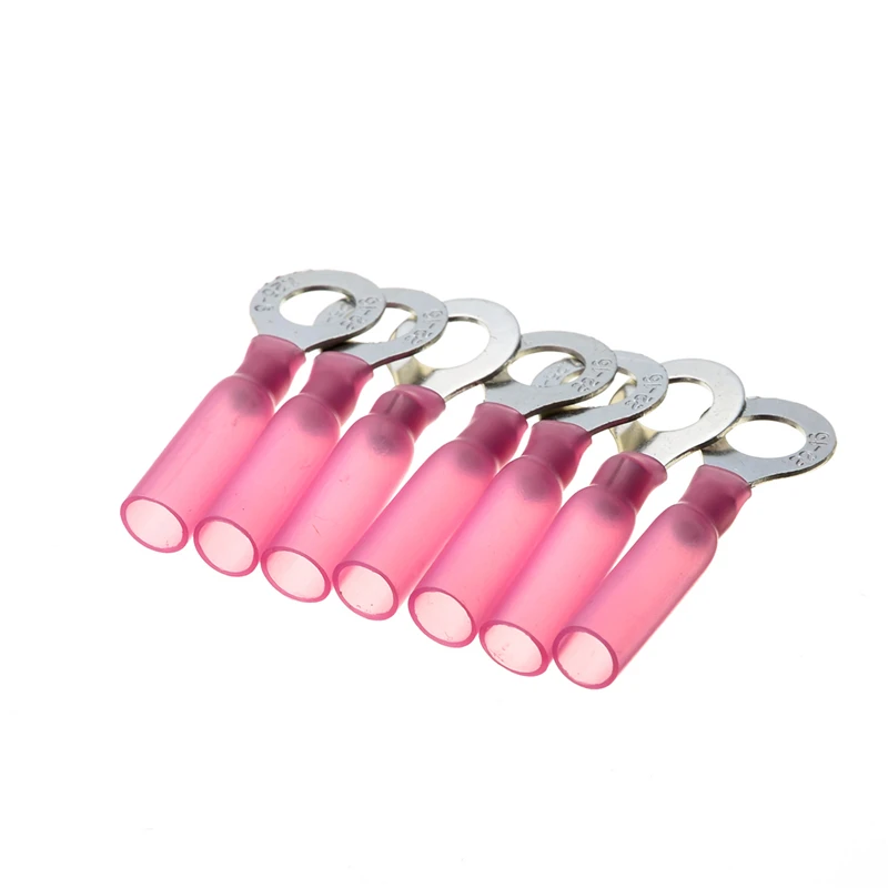 

50pcs M6 Heat Shrink Red Ring Terminals Insulated Butt Electrical Wire Cable Connectors For Marine Automobile