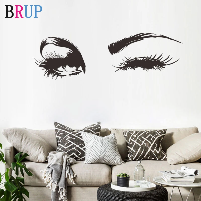

Sexy Big Eyes Wall Stickers Eyelashes Eyebrow Wall Stickers for Furniture Home Decoration Art Poster DIY Vinyl Girls Customs