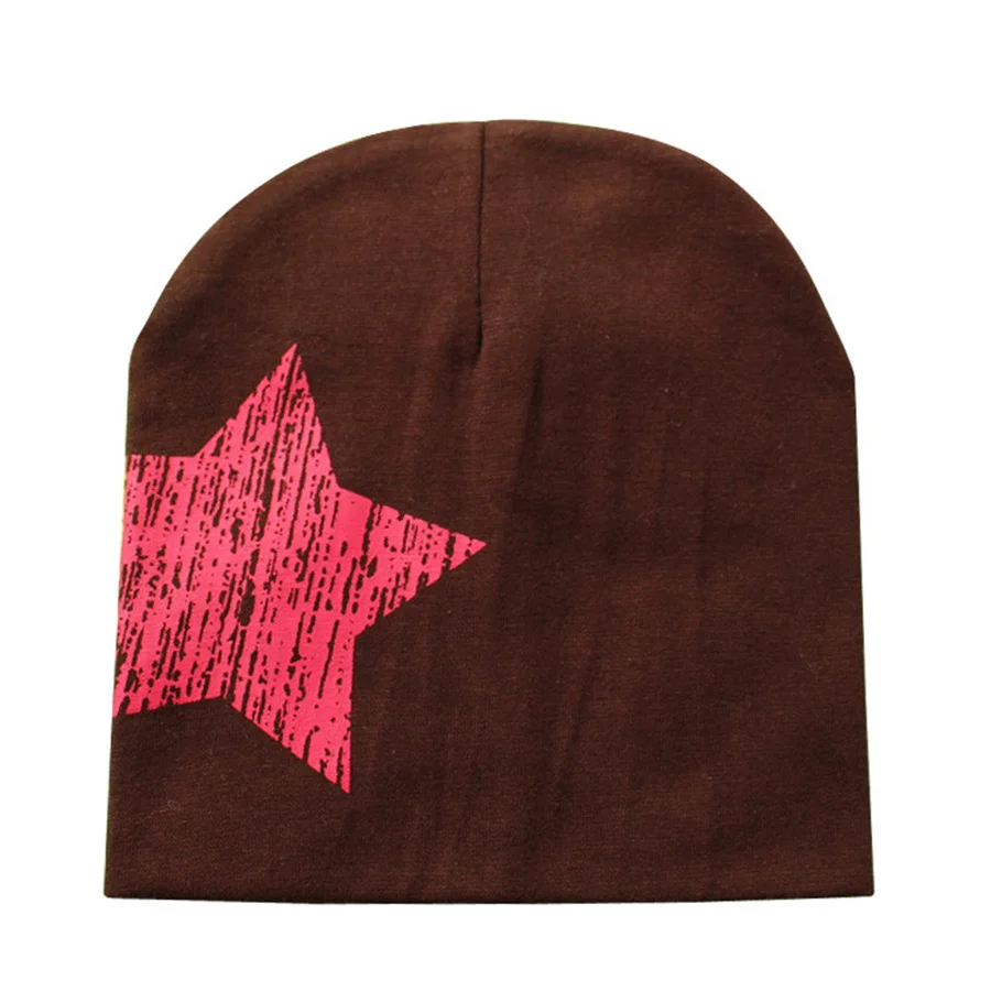 Детские шапки хлопок Новорожденный ребенок шапка Звезда Зима Осень теплые детские шляпы детские для девочки шапочки реквизит для фотосессии - Цвет: coffee