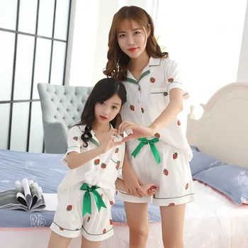 

Mommy and Me Mother Daughter Matching Clothes Dress Shirts+shorts Mom Baby Daughter Pajamas Sets 100% Cotton Family Look Sets