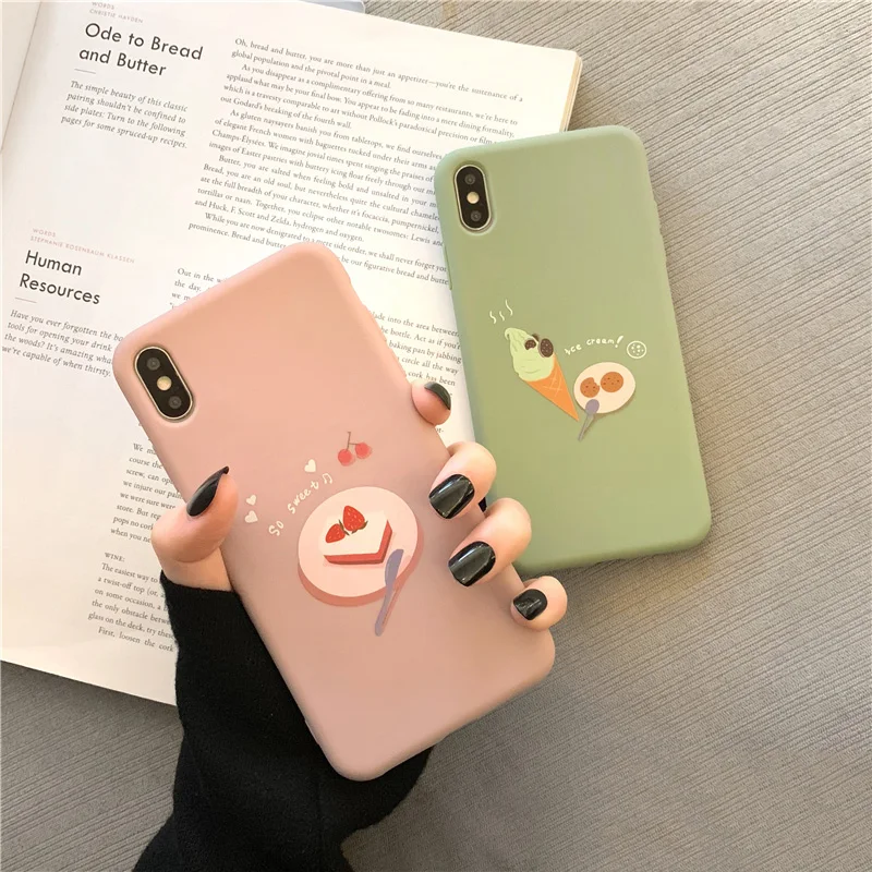 

Cute Strawberry ice cream phone case for iphone 6 6s 7 8 plus Soft tpu Case For iphone XS Max X XR phone case cover