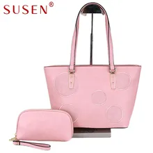 SUSEN 4230 Totalizador de la alta calidad Mujeres top PU leather Satchel Bolso de hombro bolsa de mensajero crossbody + embrague monedero de la cartera 2 unids conjunto