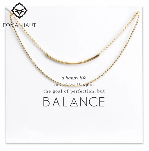 

Sparkling balance tube double chain necklace Pendant necklace Clavicle Statement Necklace Women FOMALHAUT Jewelry