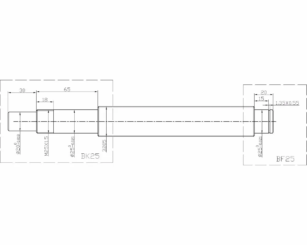 SFU3205 набор: RM3205 шариковый винт С7 с торцевой обработкой+ металлический дефлектор шаровая гайка+ гайка Корпус+ BK/BF25 Торцевая Опора+ муфта