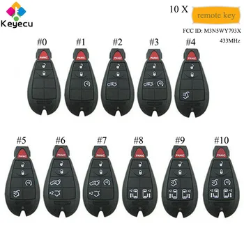 

KEYECU 10PCS Keyless Entry Remote Car Key With 3 4 5 6 7 Buttons 433MHz ID46 Chip - FOB for Chrysler Dodge Jeep FCC: M3N5WY793X