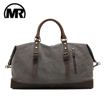 

MARKROYAL Canvas Leather Travel Bags Large Capacity Crazy Horse Leather Men Bag One Shoulder Luggage Large Weekend Bag Overnight