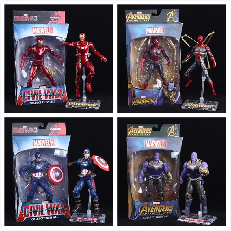 

Marvel Avenger Endgame 16cm Iron Man Captain Spider Man Hulk Action Black Panther Thanos Figure Toy Dolls Decoration Toys B402