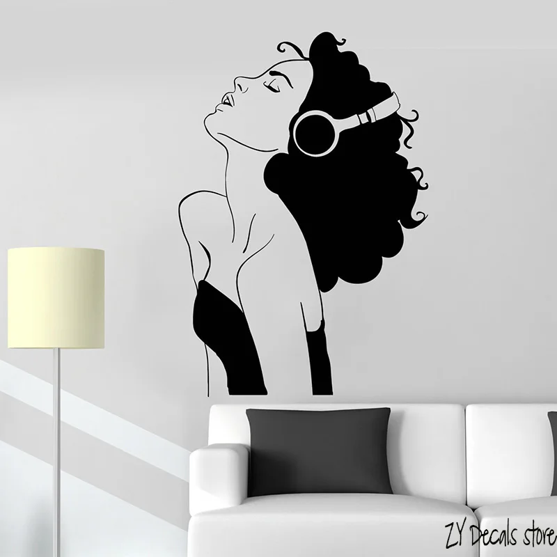 Buy Beautiful Girl Wall Decals Headphones Music Room