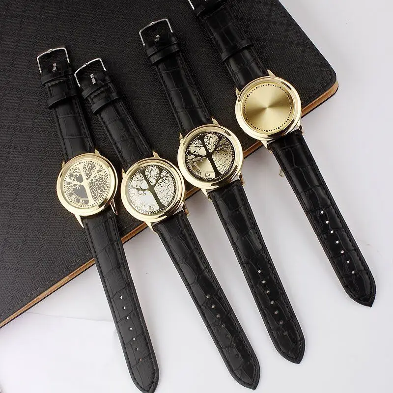 

Creative Watches Gold Tree of Life LED Touch Screen Unique Watch For Men Women Leather Strap Novelty Lovers Wrist Watch Dropship