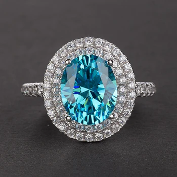 

Luxury S925 Sterling Silver Oval Crystal Zircon Rings for Women High Quality Engagement Rings Sparkling Austrian Crystal Jewelry