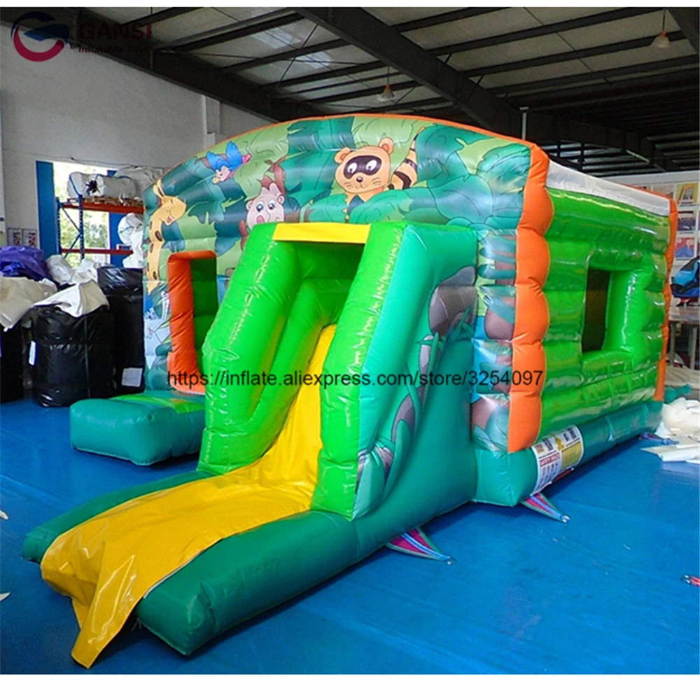 Small inflatable fun city for backyard for kids colorful jumping bouncer castle indoor toys