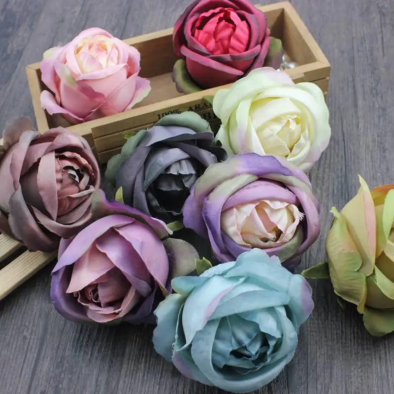 

3PCS/lot 9cm Multicolor Artificial tea bag flower shead Use For Wedding Decoration DIY Wreaths Craft Gift Supplies